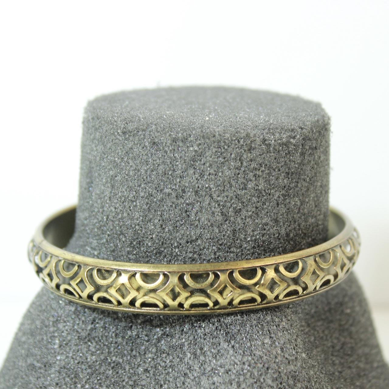 Vintage Brass Bangle Bracelet Openwork Design Gold Tone Boho Stacking Jewellery
