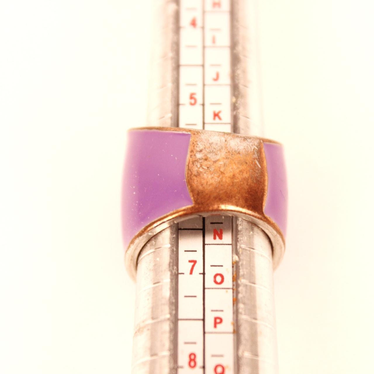 Enamel Wide Band Ring Purple Cocktail Tapered Cuff Style