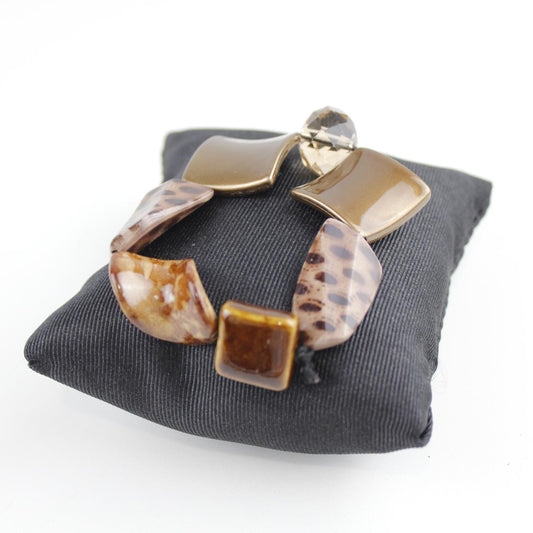 Elegant Handmade Geometric Bead Jewelry Bronze Gold Metallic