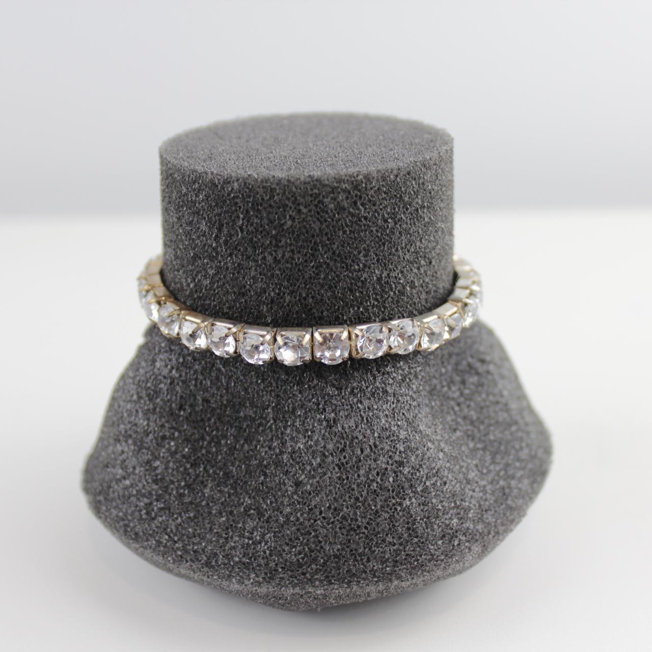 Vintage Crystal Rhinestone Tennis Bracelet - Silver Tone Set