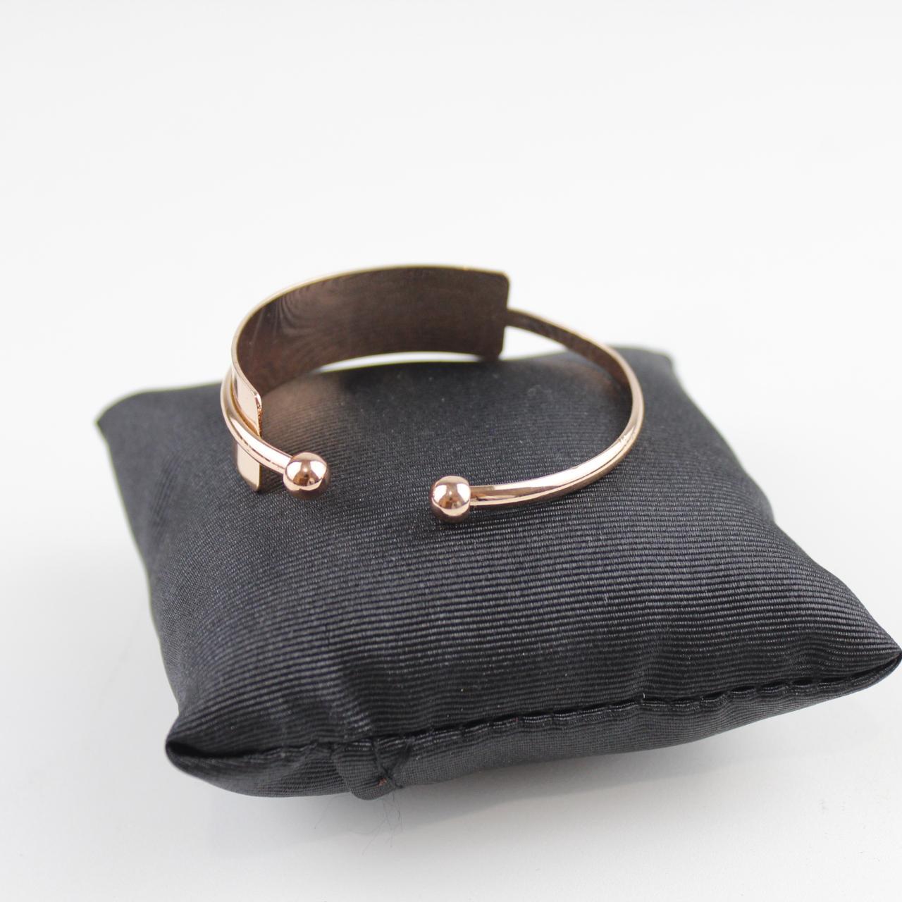 Rose Gold Tone Cuff Bracelet - Minimalist Design - Ball Tip