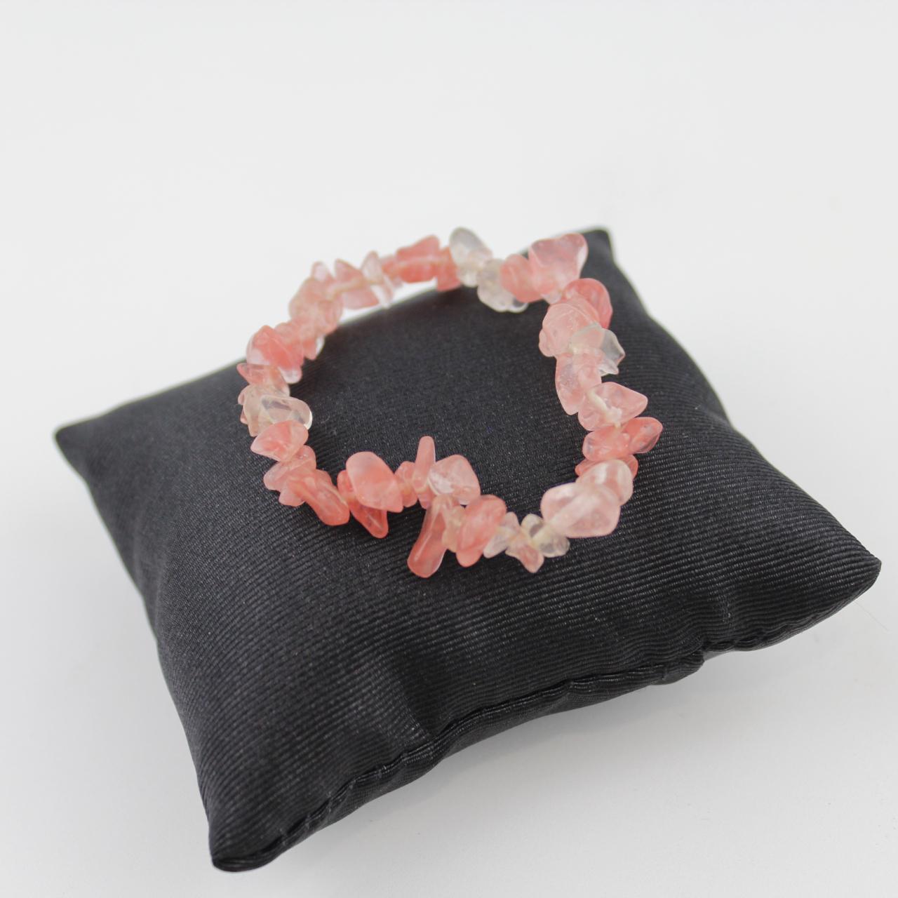 Rose Quartz Bracelet Pink Tumbled Stones Stretch Jewelry  Go