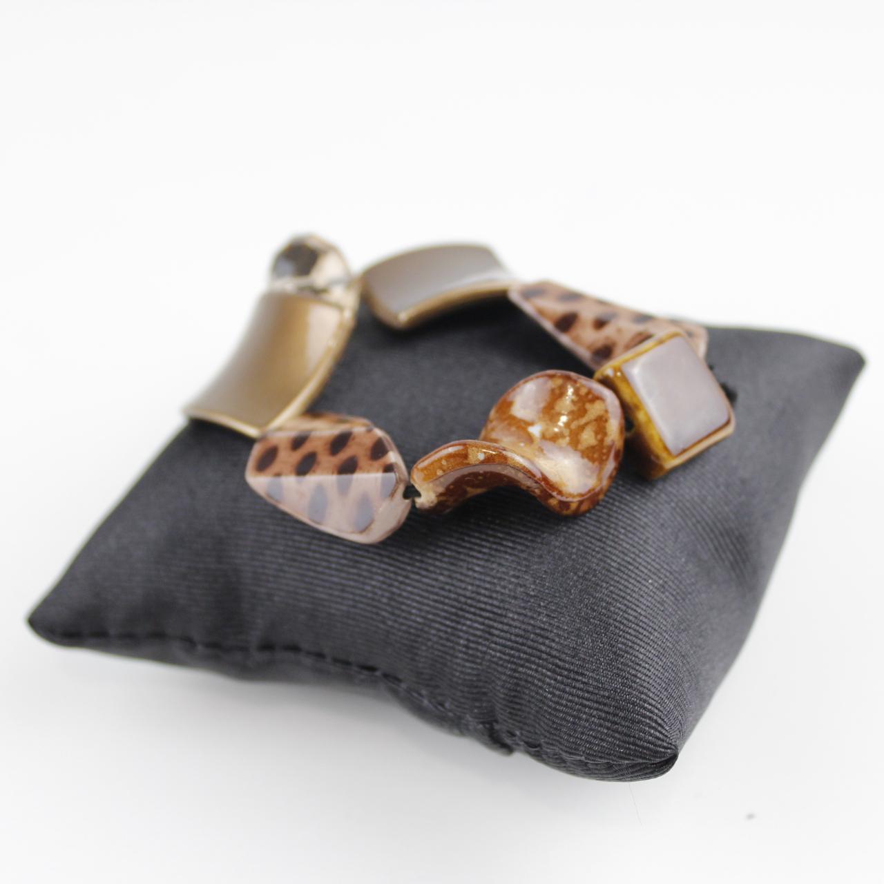 Elegant Handmade Geometric Bead Jewelry Bronze Gold Metallic