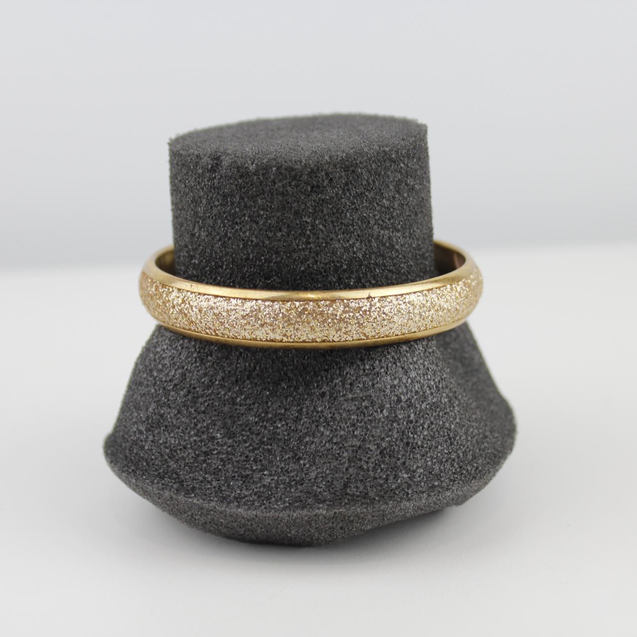 Gold Tone Bangle Bracelet Glitter Texture Minimalist Jewelry