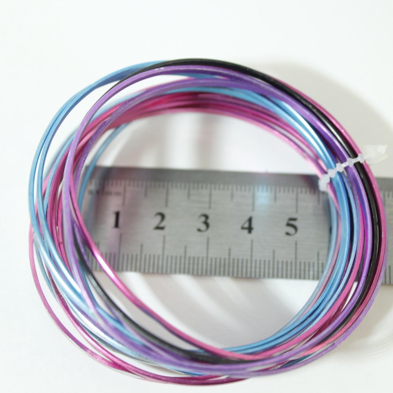Set Multi-Colour Metallic Stacking Bangles Pink Purple Blue  Festive Summer
