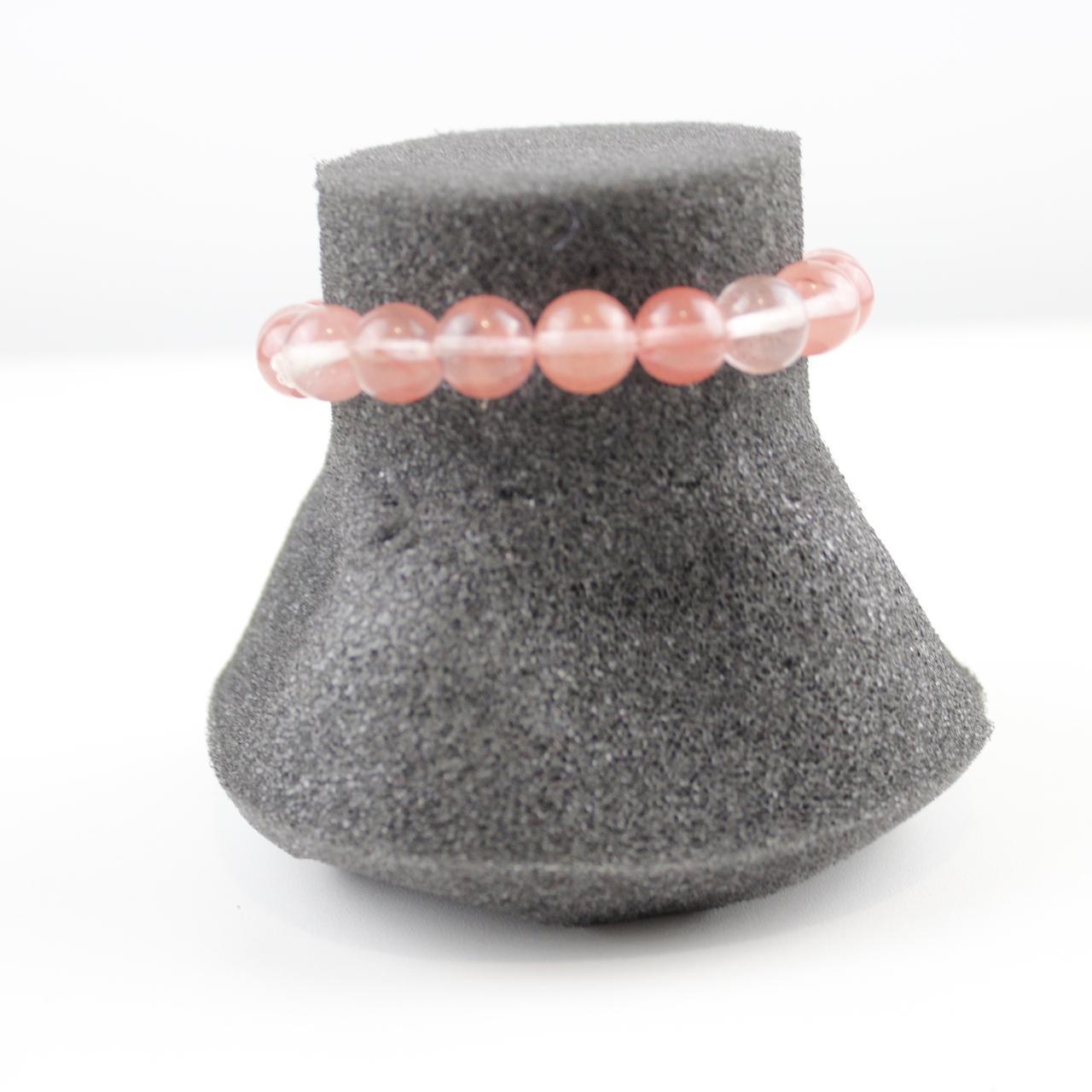 Delicate Rose Quartz Stretch Beaded Bracelet - Soft Pink Hea