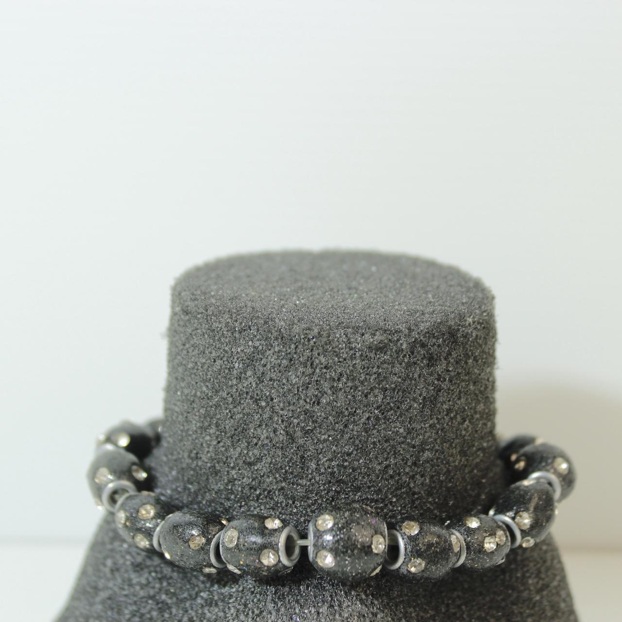 Bead Bracelet Natural Black Stretch Bracelet
