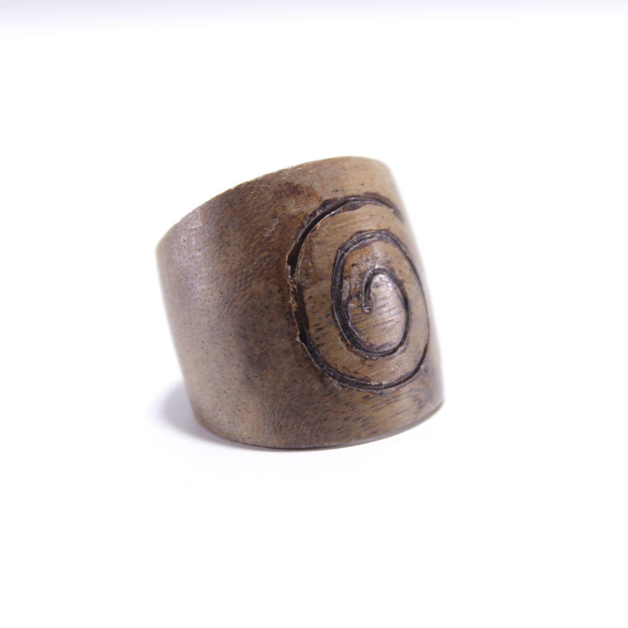 Handmade Artisan Ring Wide Band Tribal Boho Spiral Design
