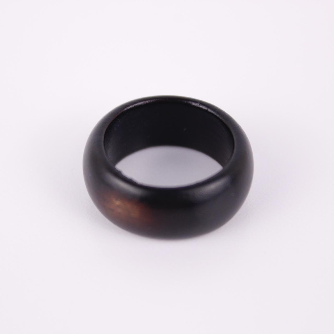 Black Dome Ring Wide Statement Band Resin Wood Style Boho Bold  Good pre-loved c