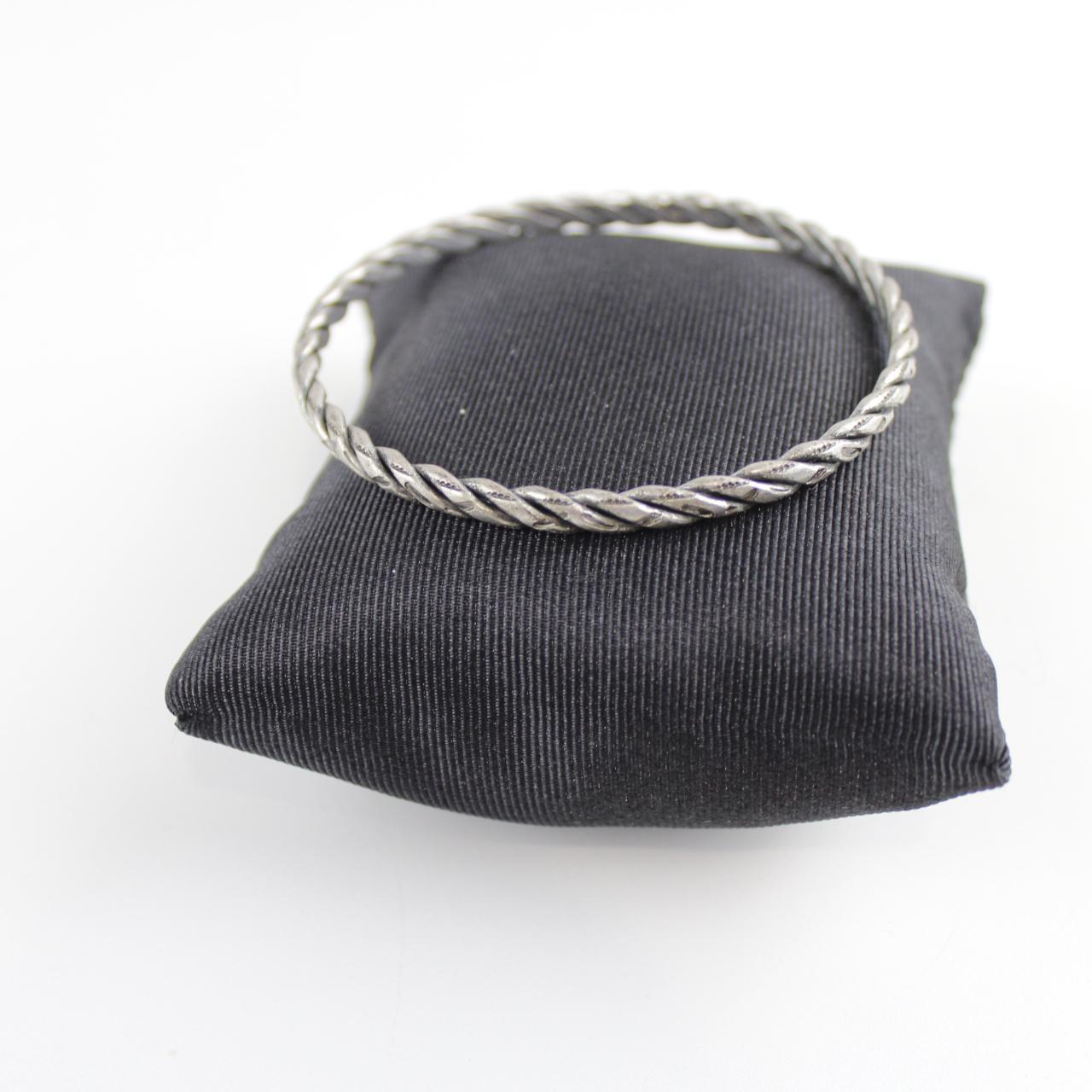 Silver Tone Bangle Bracelet Twisted Rope Design Casual Jewel