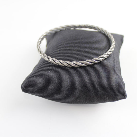 Silver Tone Bangle Bracelet Twisted Rope Design Casual Jewel