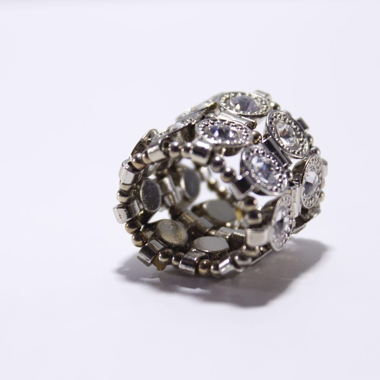 Wide Stretch Band Ring Pave Rhinestone Clear Expandable