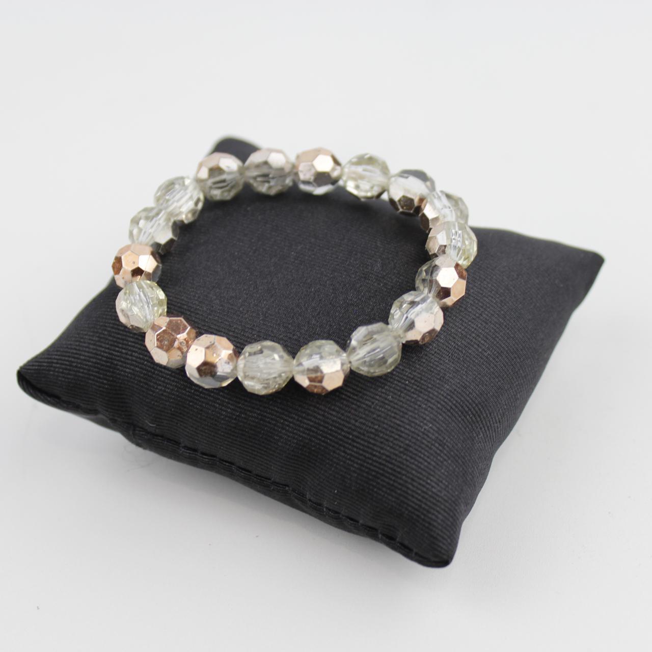 Clear Faceted Bead Bracelet Gold Tone Geometric Jewelry Fash