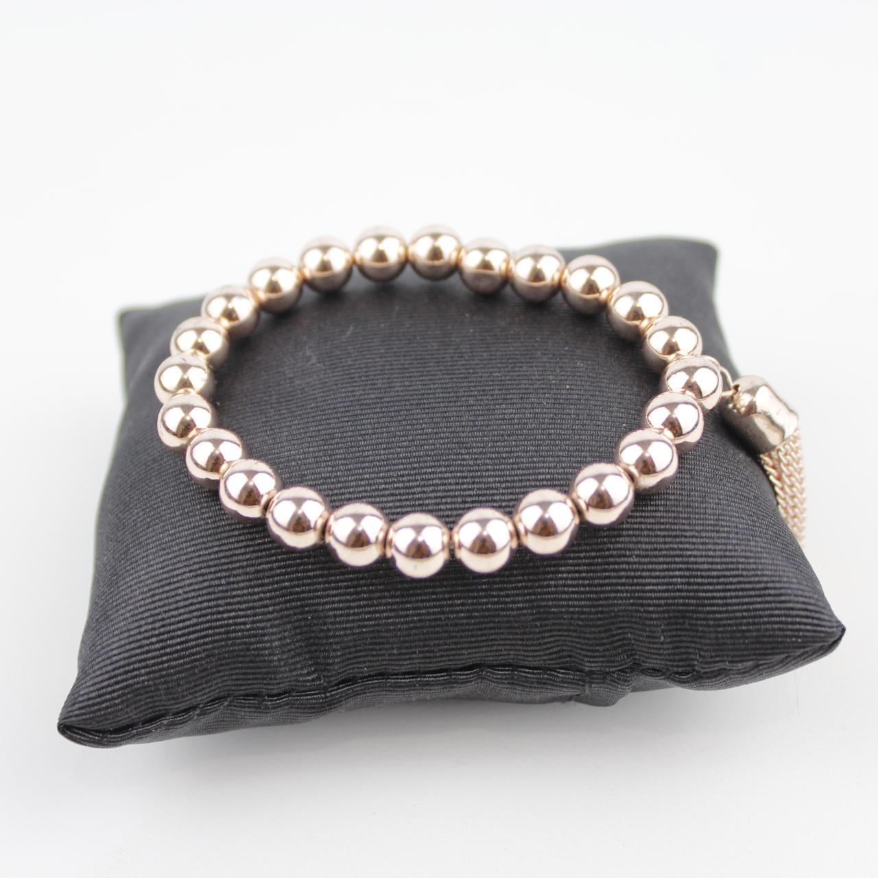 Rose Gold Bead Stretch Bracelet Tassel Charm Jewelry Fashion