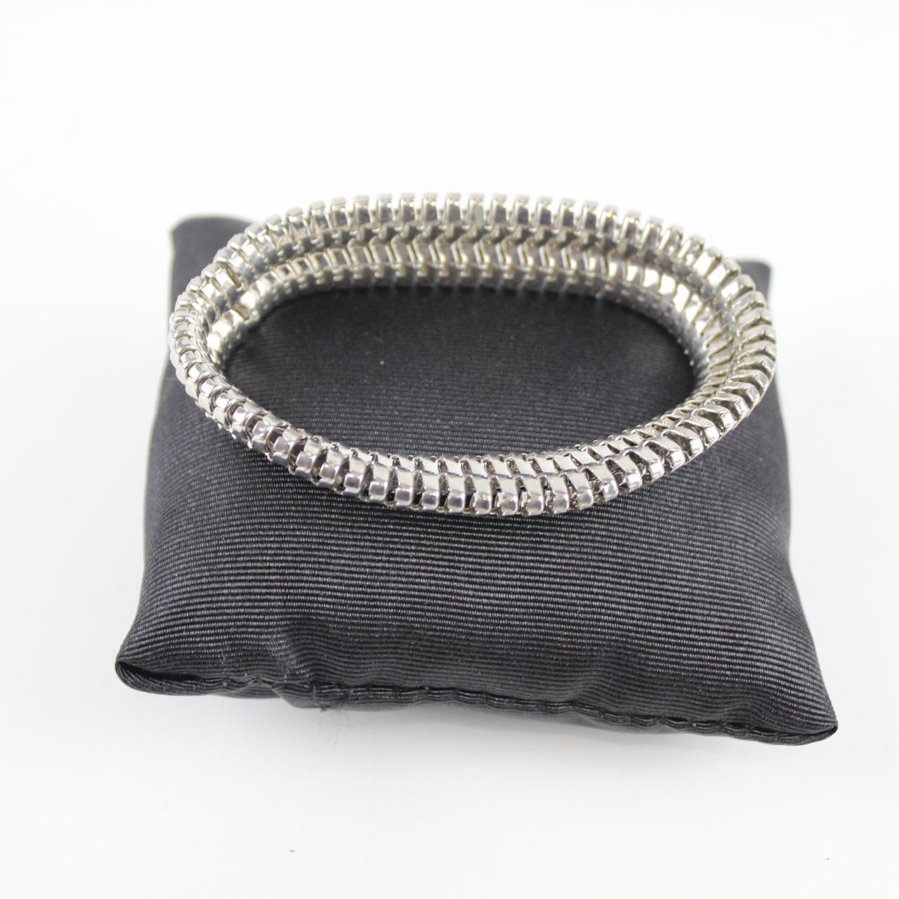 Woven Metal Bracelet - Silver-Tone - Intricate Design - Stat