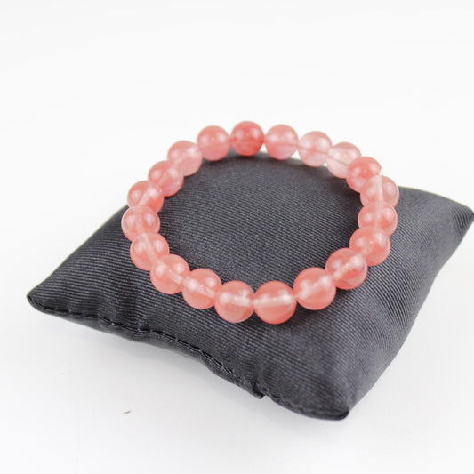 Charming Rose Quartz Stretch Bead Bracelet - Soft Pink Heali