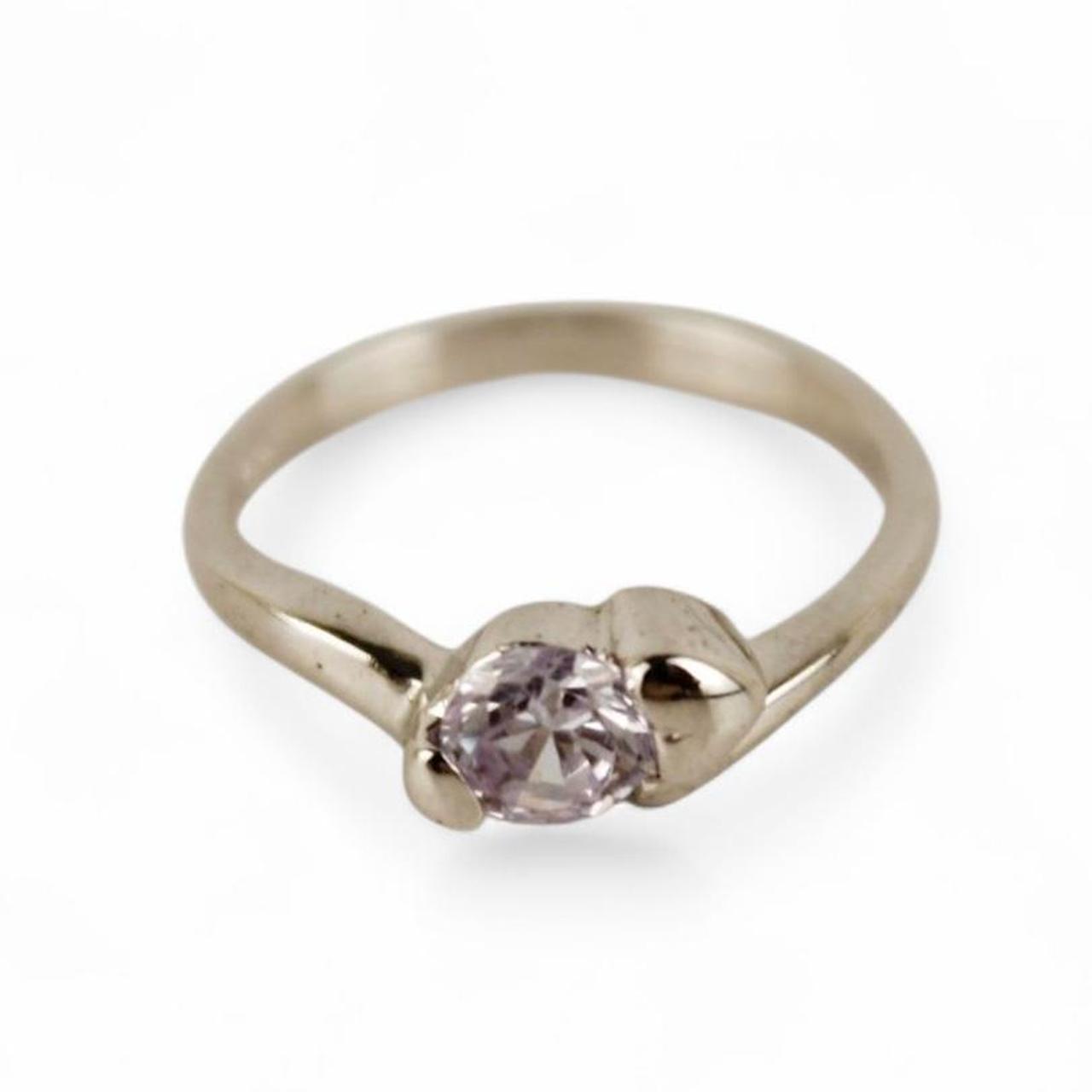 Silver tone Heart Amethyst Promise Ring Romance   Good pre-loved condition. Mino