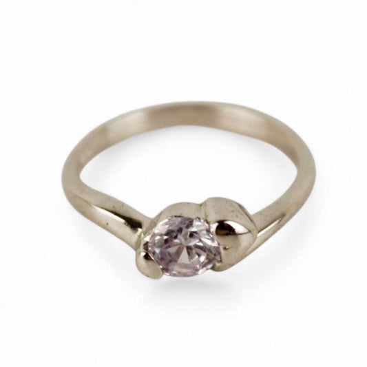 Silver tone Heart Amethyst Promise Ring Romance   Good pre-loved condition. Mino