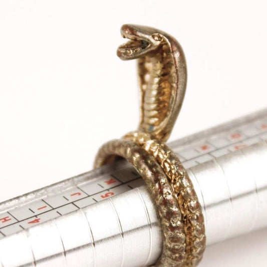 Cobra Snake Ring Brassy tone Textured Coiled Serpent Statement Band Gothic Jewel