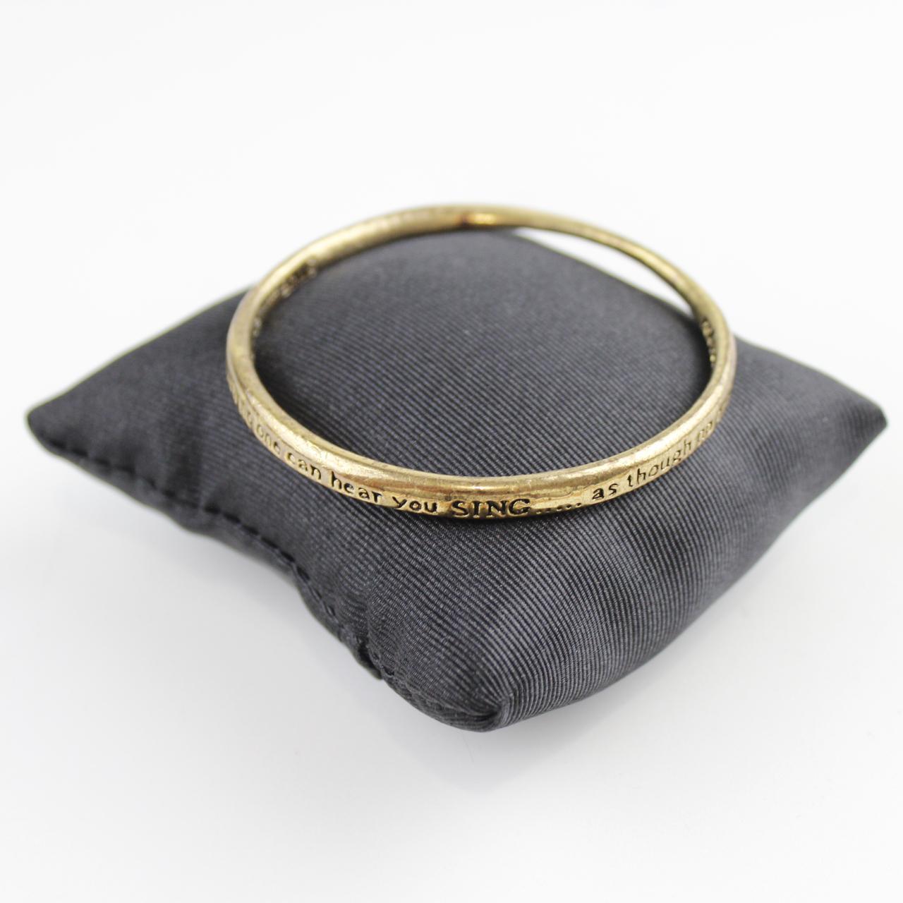 Gold Tone Bangle Bracelet with Inscription Quote  Good pre-l