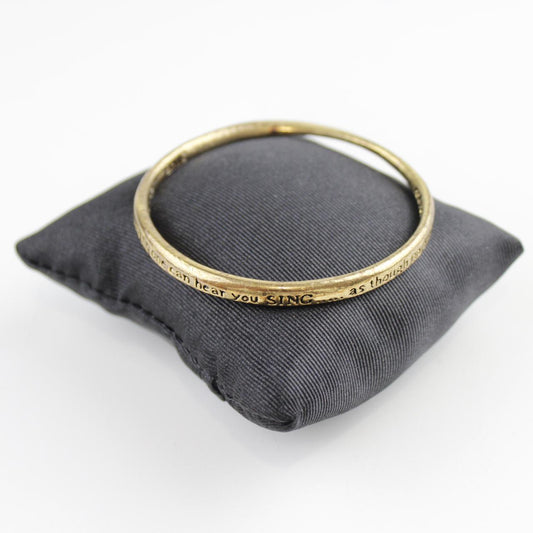Gold Tone Bangle Bracelet with Inscription Quote  Good pre-l