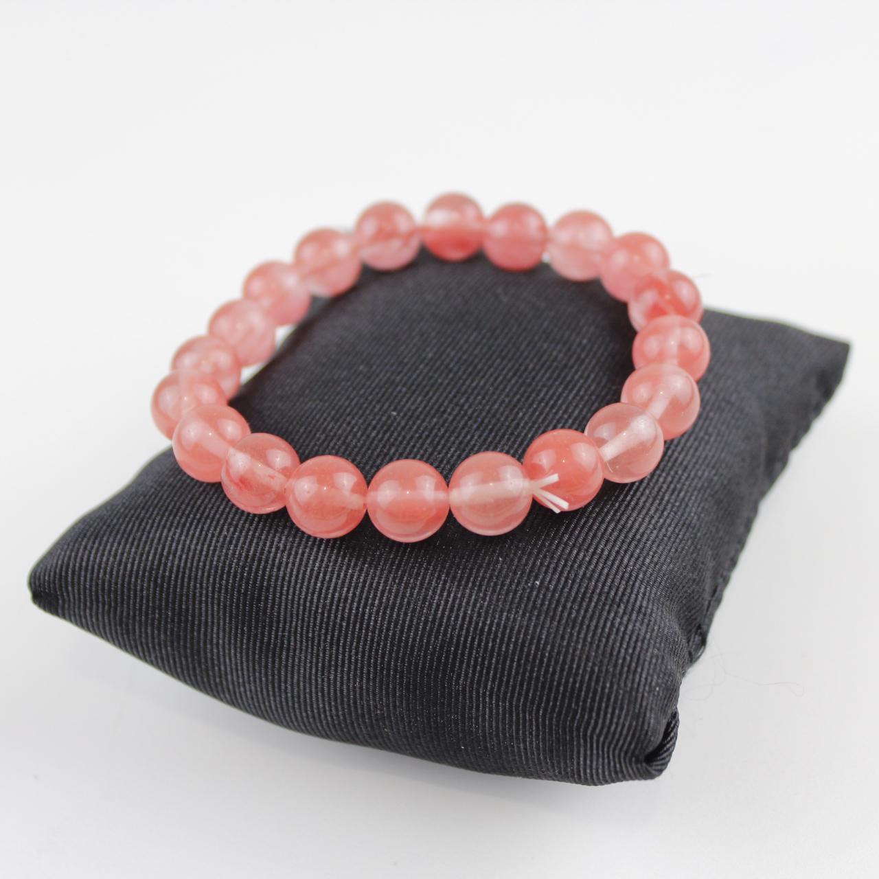 Charming Rose Quartz Stretch Bead Bracelet - Soft Pink Heali
