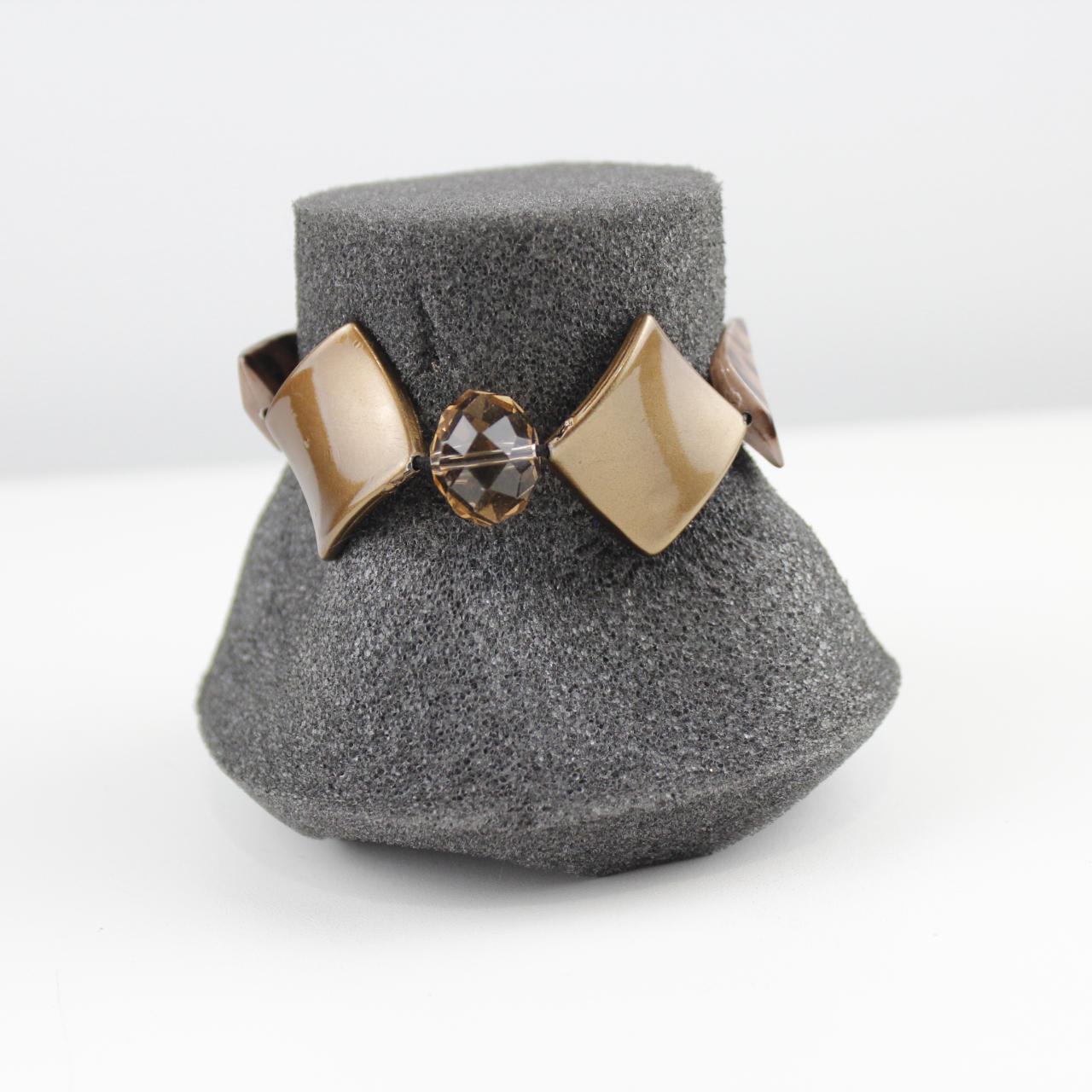 Elegant Handmade Geometric Bead Jewelry Bronze Gold Metallic