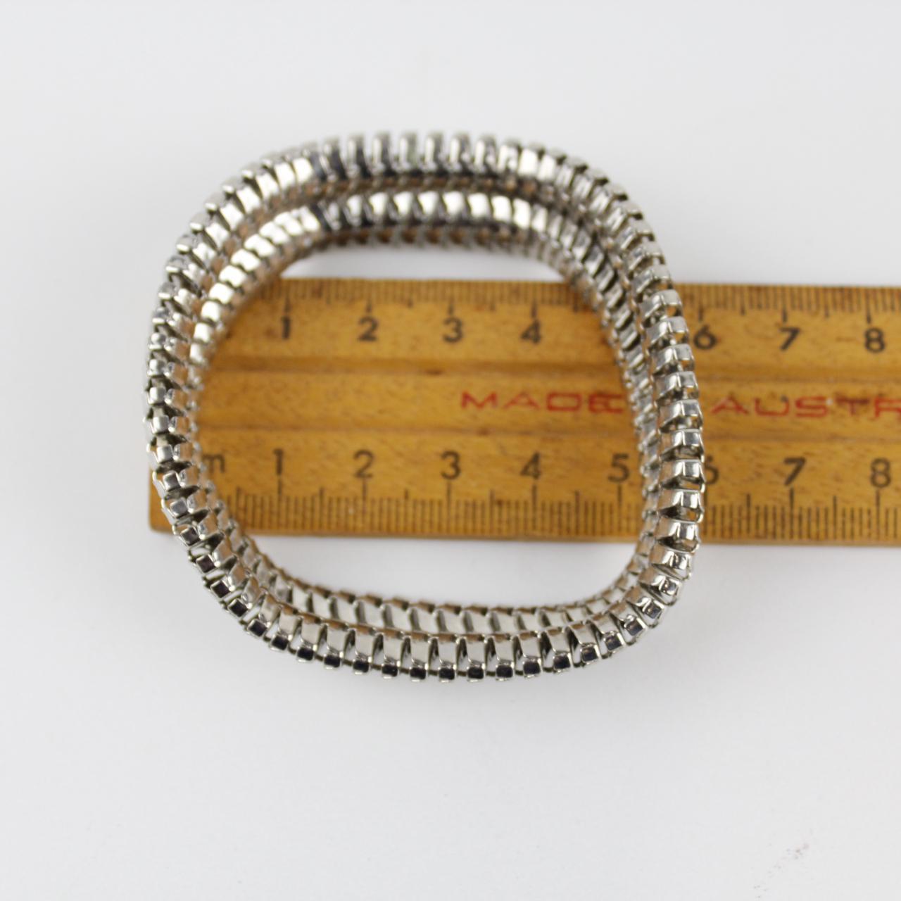 Woven Metal Bracelet - Silver-Tone - Intricate Design - Stat