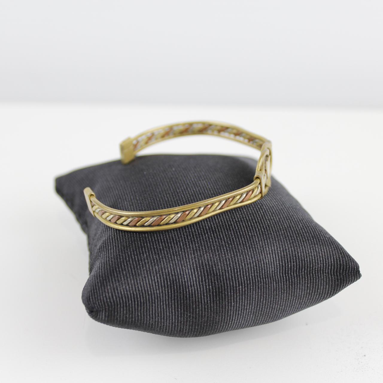 Hand-Made Design Copper Brass Silver Bracelet Double Loop De
