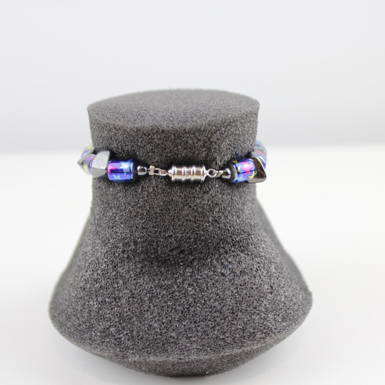 Colorful Star Cube Bead Stretch Bracelet with Charm Statemen