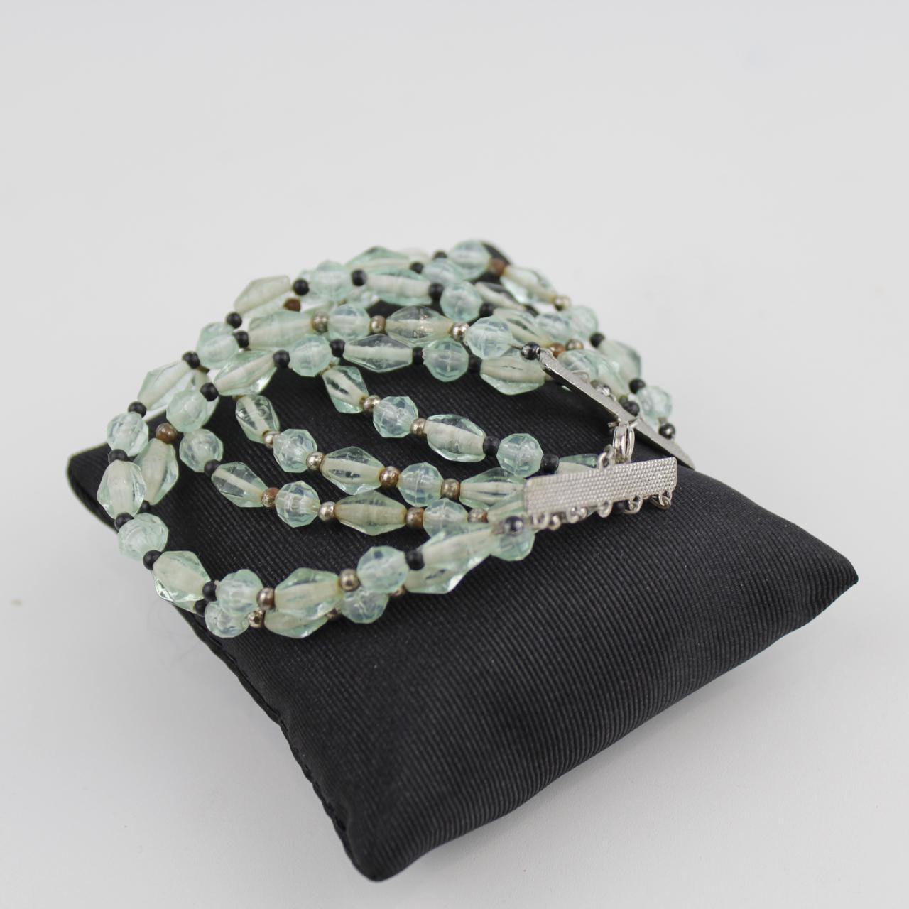 Light Green Faceted Bead Bracelet Set Metallic Spacers Jewel