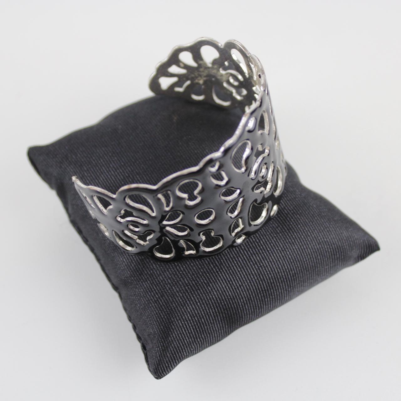 Black Openwork Cuff Bracelet - Unique Cutout Design - Statem