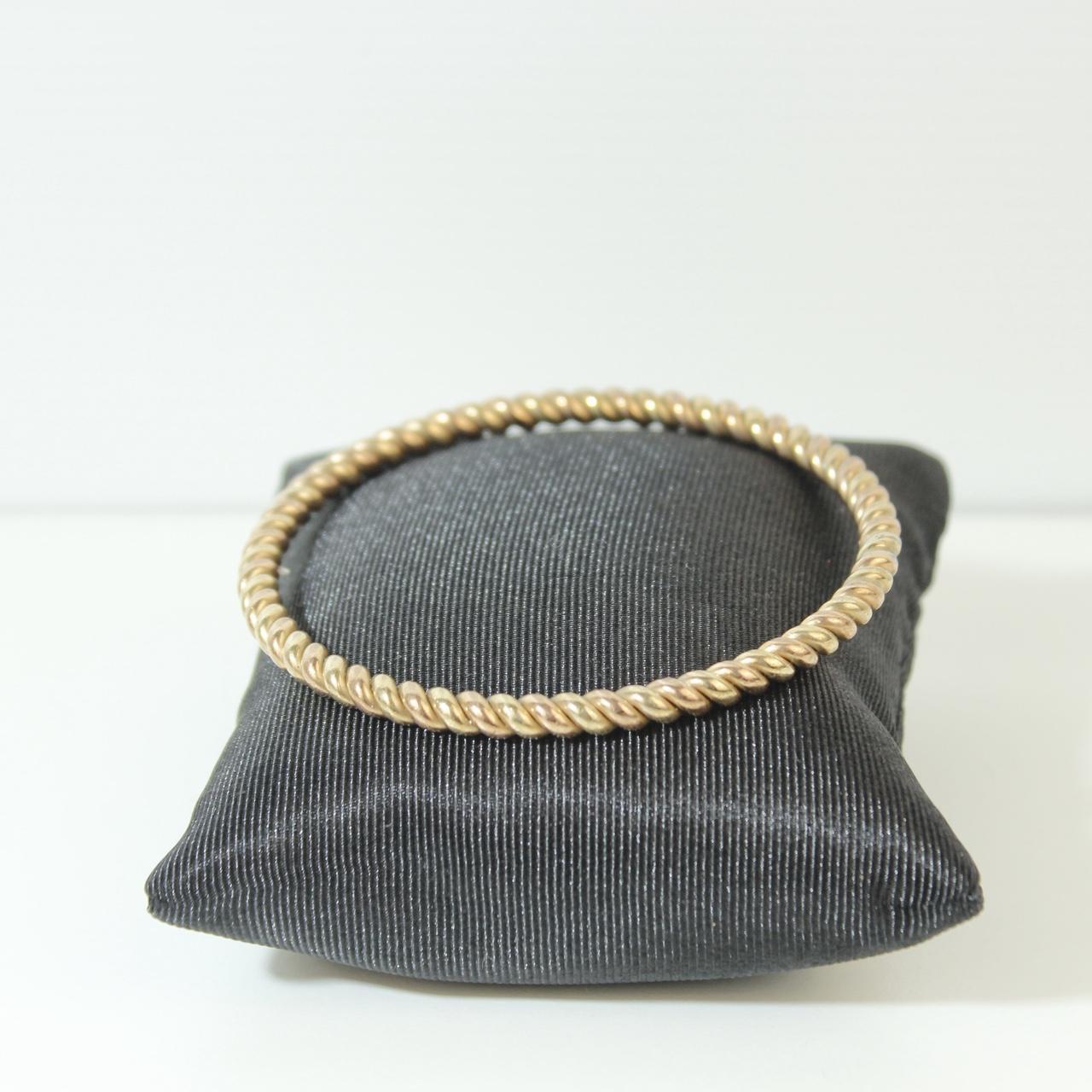 Gold Tone Textured Bangle Bracelet Rope Cut Stackable Minimalist