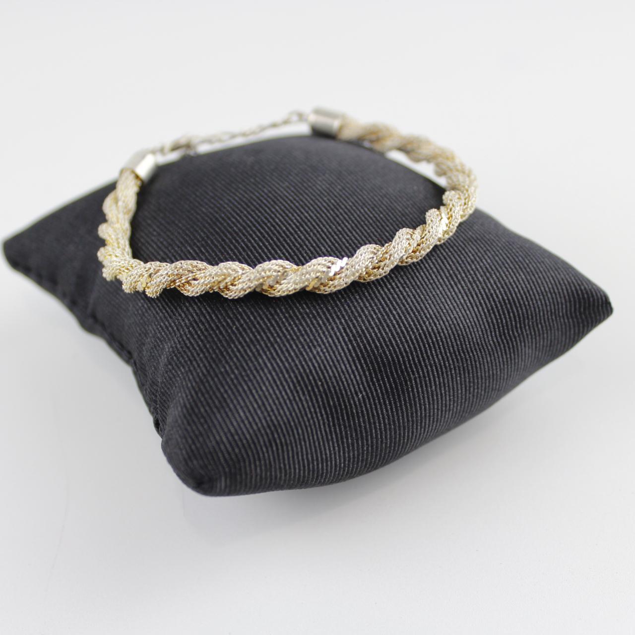 Vintage Bracelet Gold & Silver Tone Twisted Link Designer Je