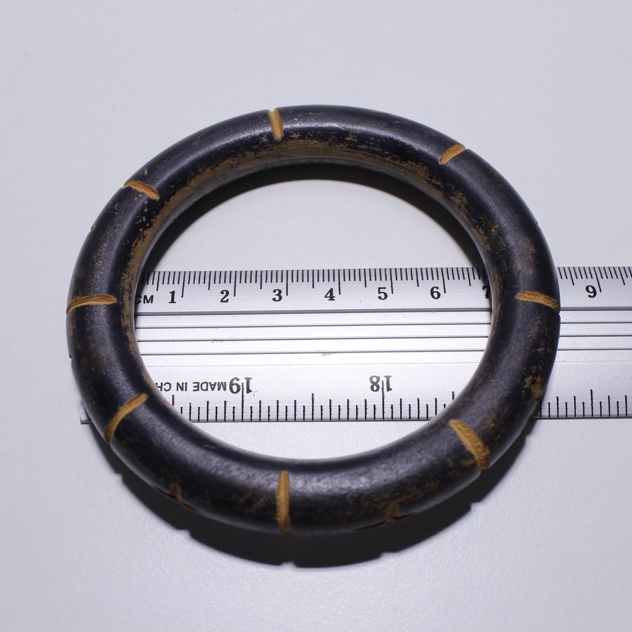Vintage Bamboo Style Bangle Bracelet Gold Tone Wrap Dark
