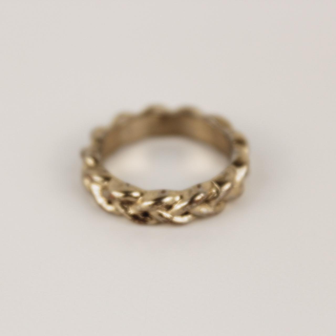 Gold tone Braided Band Ring Woven Stackable Statement Jewellery  Good pre-loved