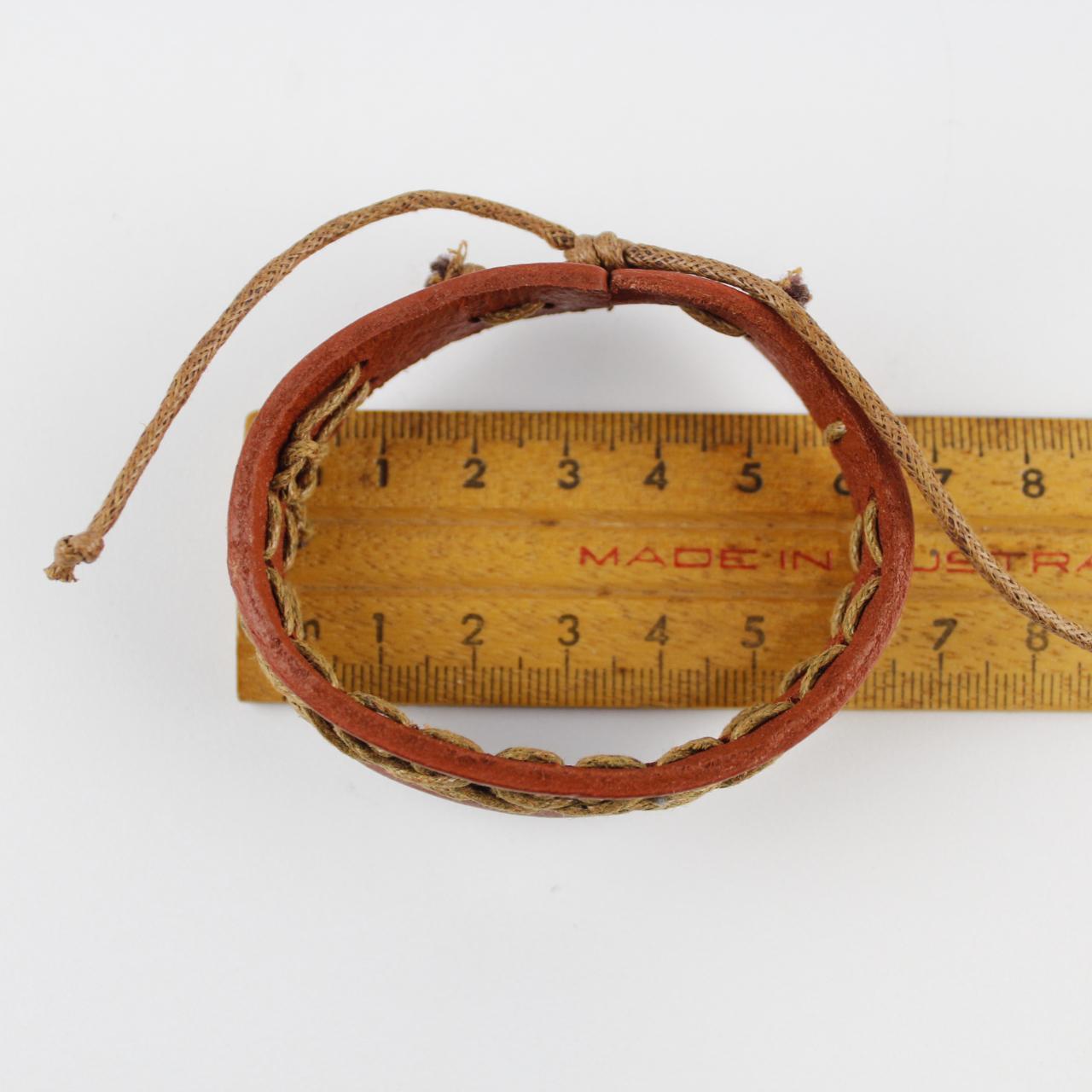 Woven Leather Bracelet - Adjustable - Two-Tone - Boho Chic