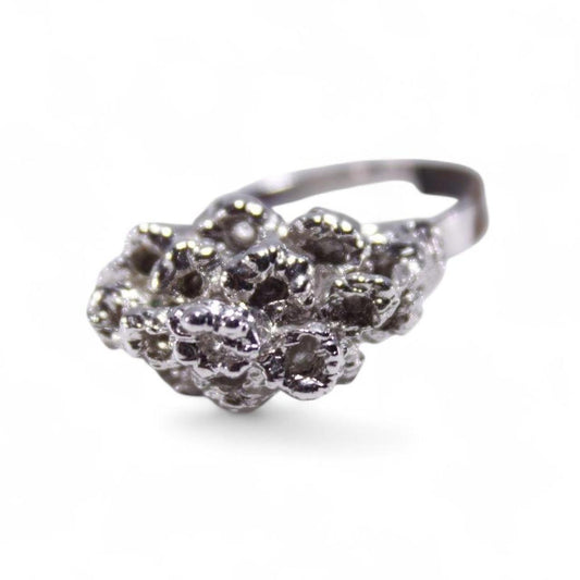 Unique Bubble Cluster Ring Abstract Silver Tone Cocktail