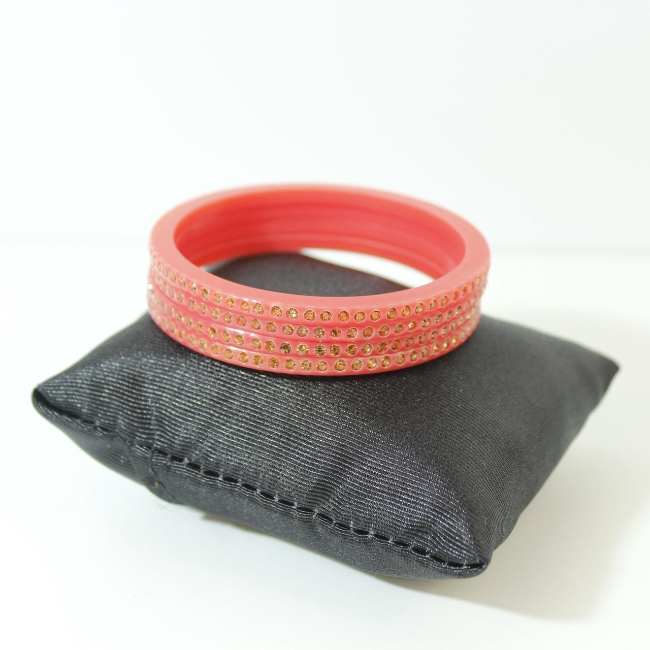 Kids Red Resin Bangle Bracelets Gold Glitter Inlay Textured Sparkle Stacking