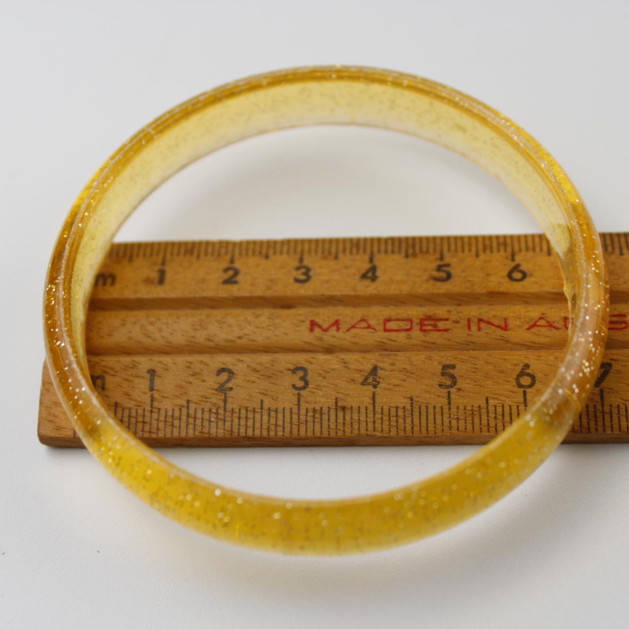 Glittery Yellow Acrylic Bangle Bracelet - Sparkling Statemen