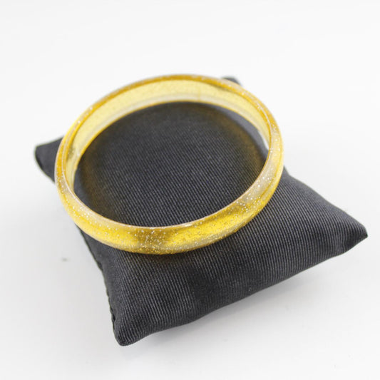 Glittery Yellow Acrylic Bangle Bracelet - Sparkling Statemen
