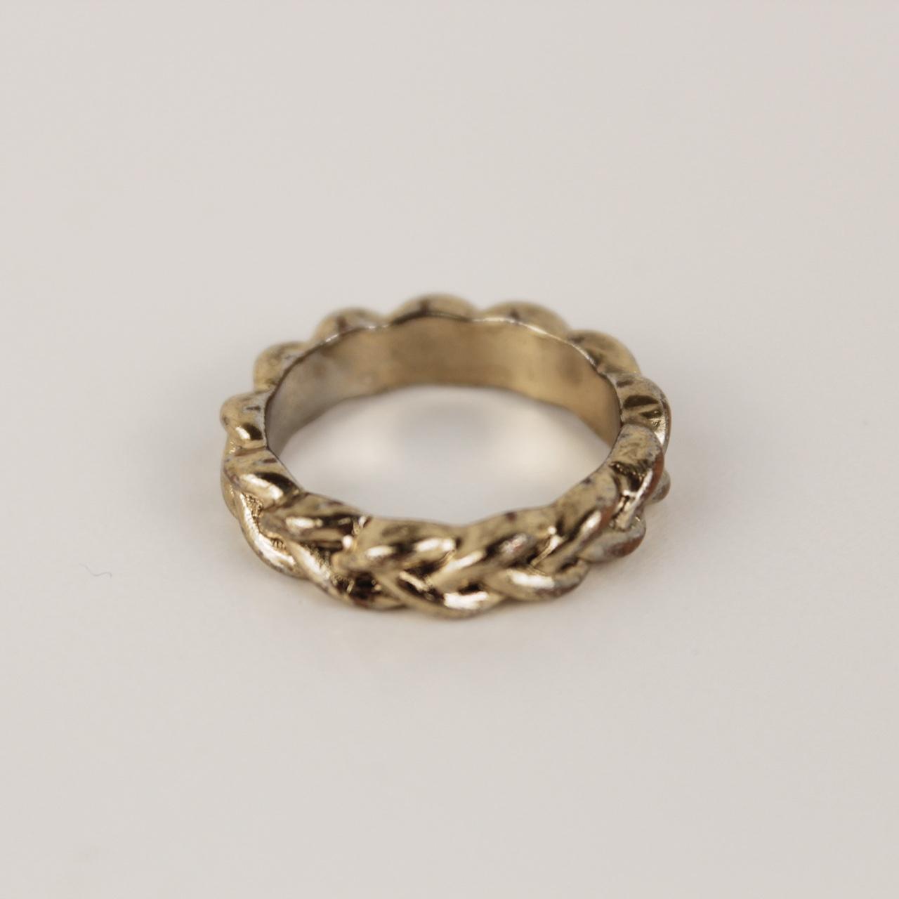 Gold tone Braided Band Ring Woven Stackable Statement Jewellery  Good pre-loved