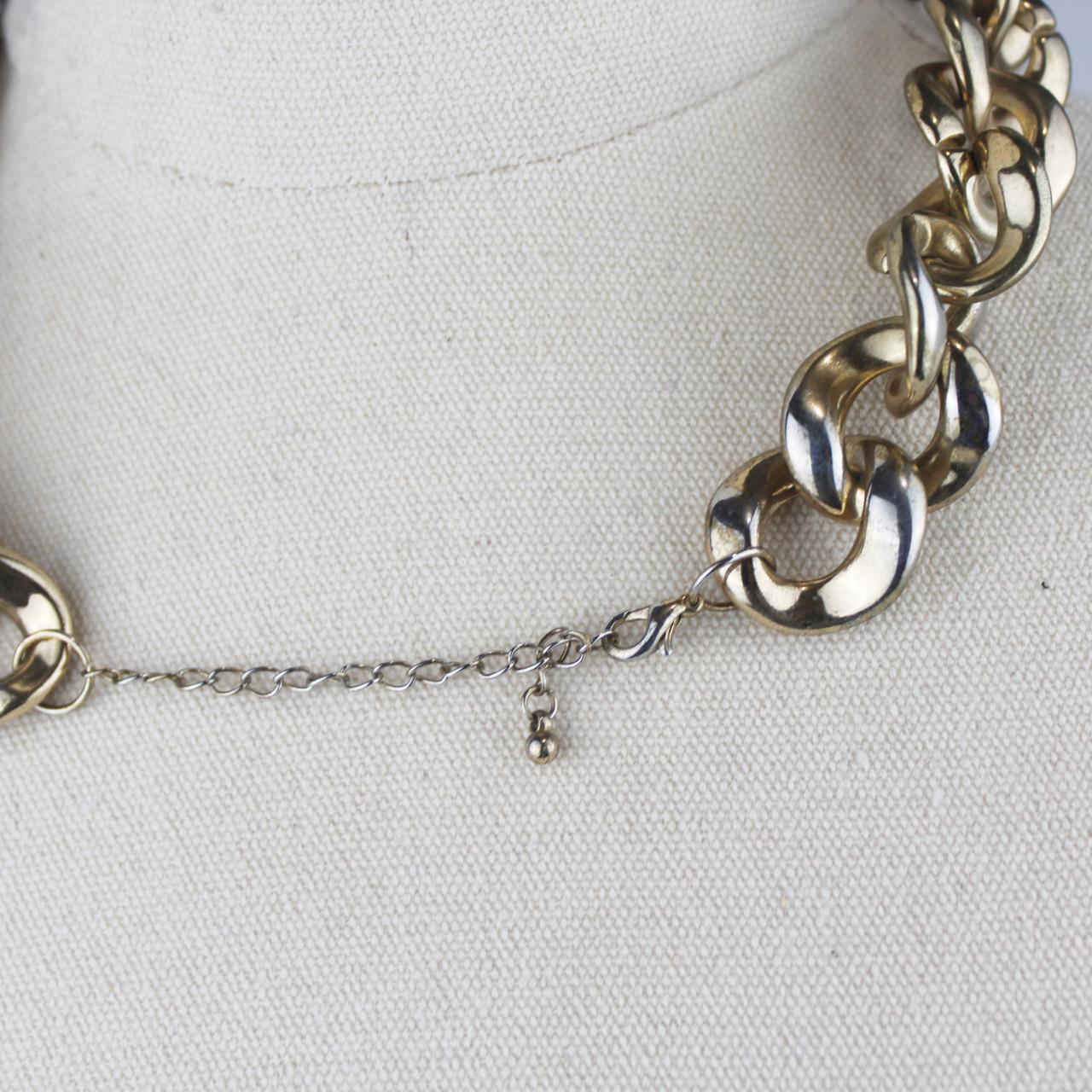 Chunky Statement Necklace Two Tone Gold Black Large Chain Li