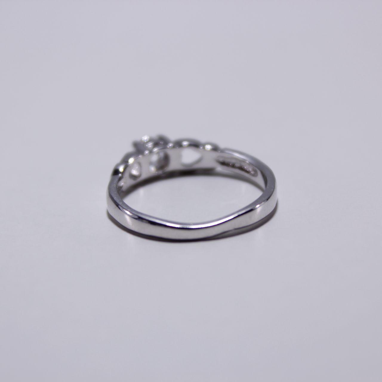 Silver Tone Celtic Knot Ring Clear Solitaire Minimalist