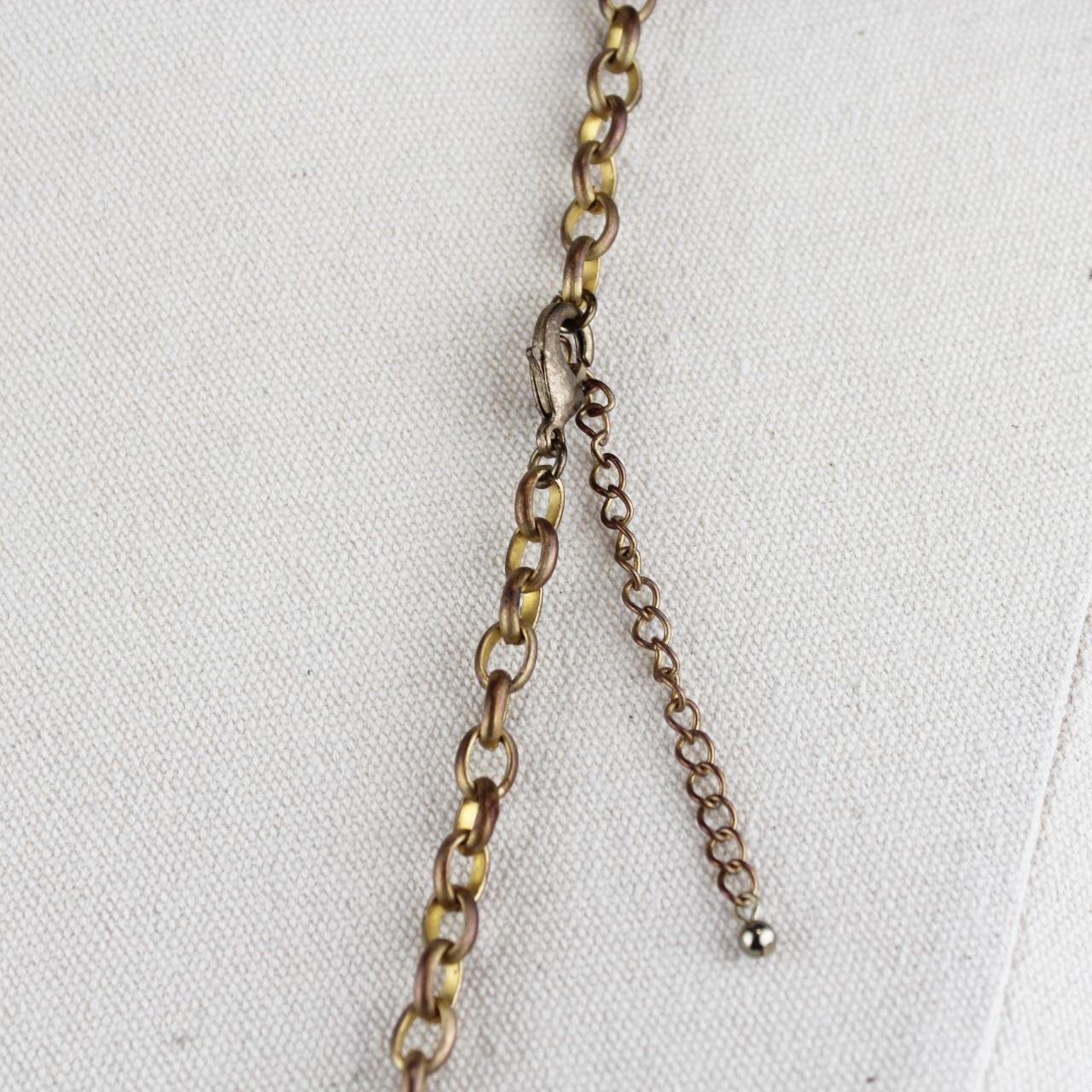 Long Statement Necklace Tortoiseshell Gold Links Modern Fash