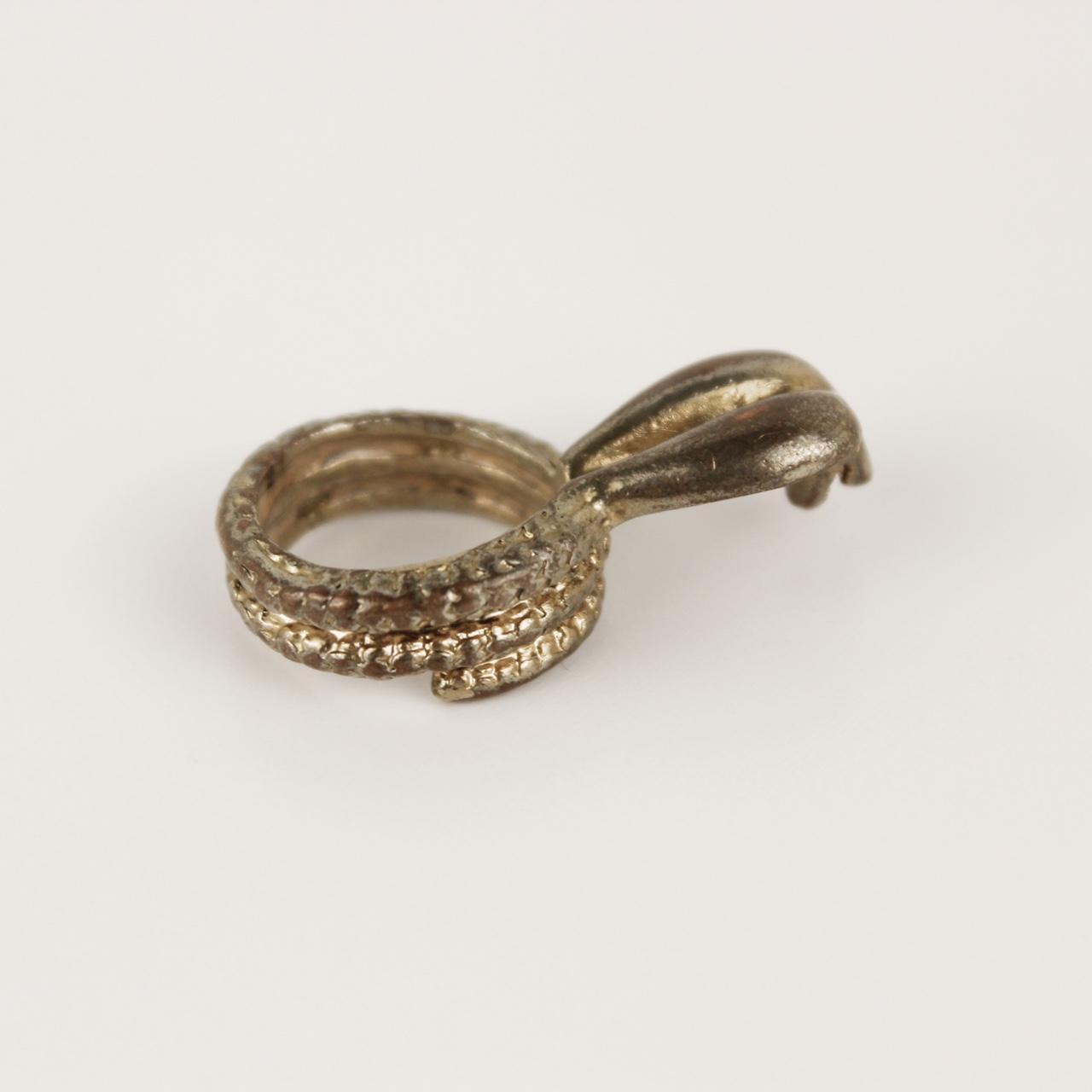 Cobra Snake Ring Brassy tone Textured Coiled Serpent Statement Band Gothic Jewel