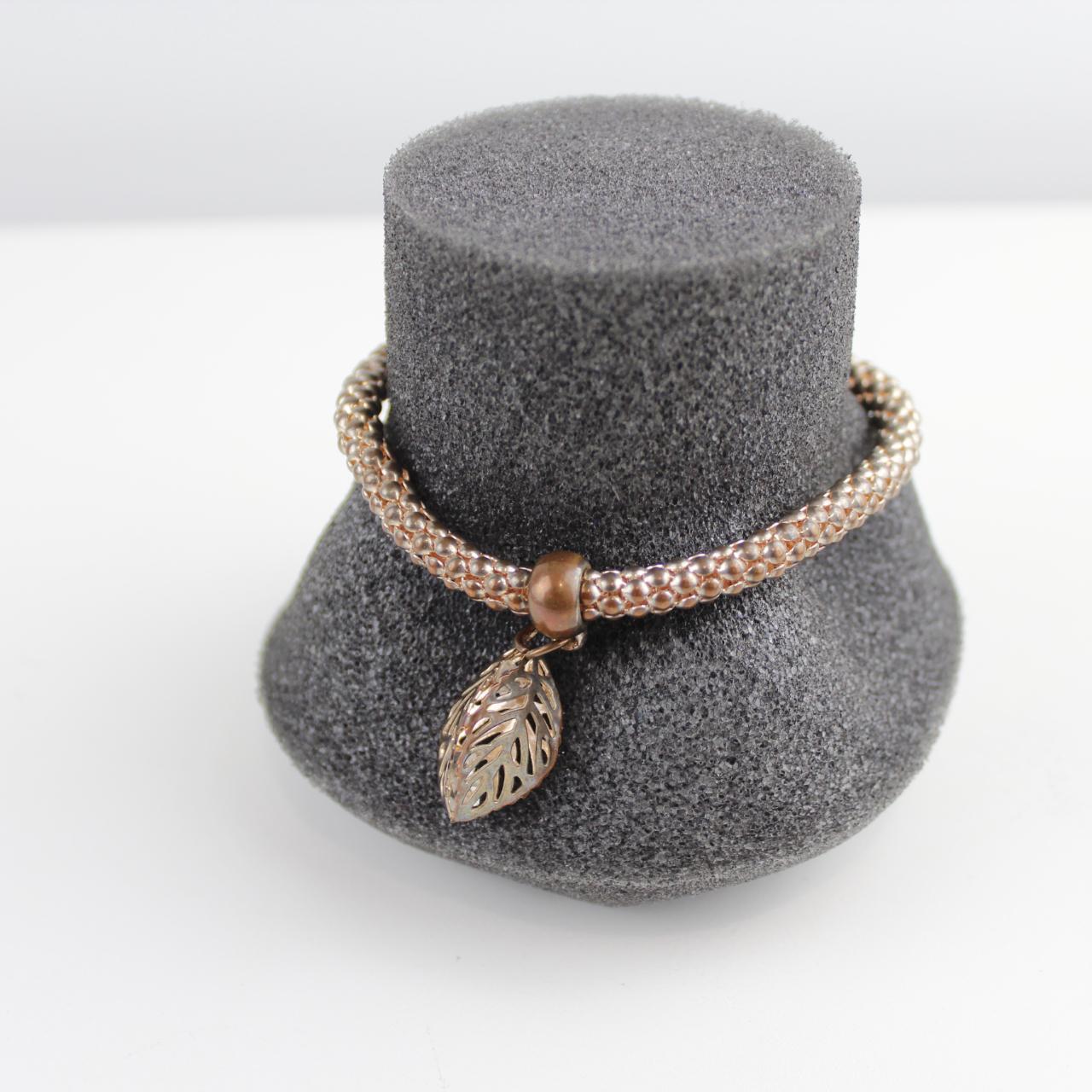 Silver & Rustic Tone Woven Bracelet with Charm - Interconnec