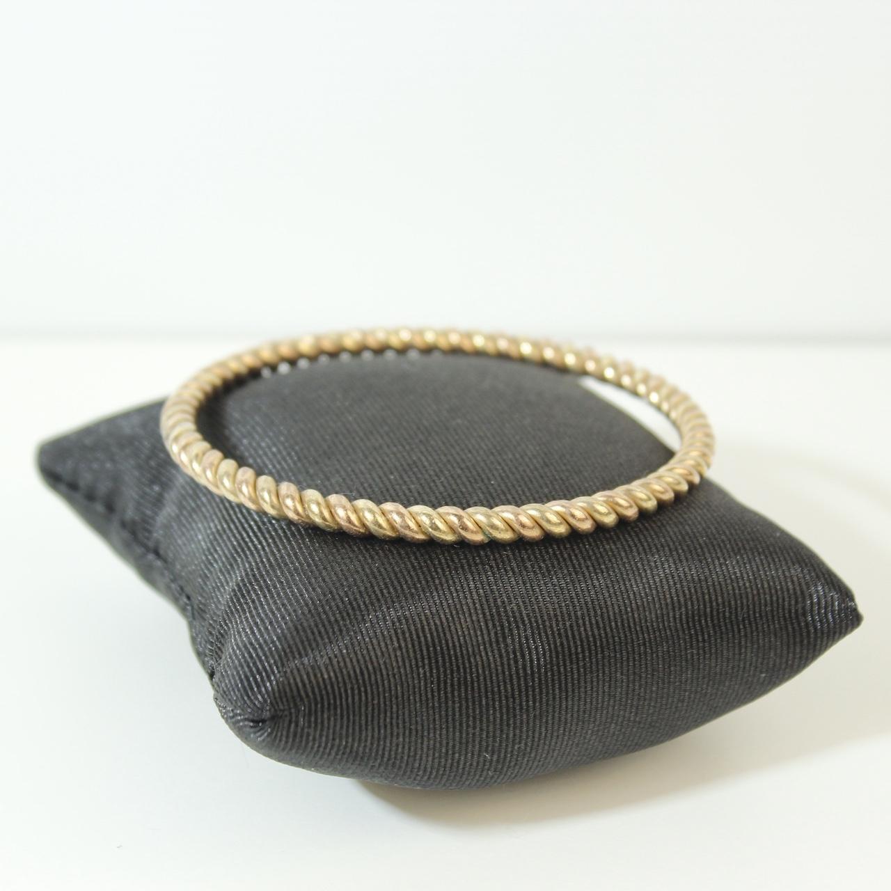 Gold Tone Textured Bangle Bracelet Rope Cut Stackable Minimalist