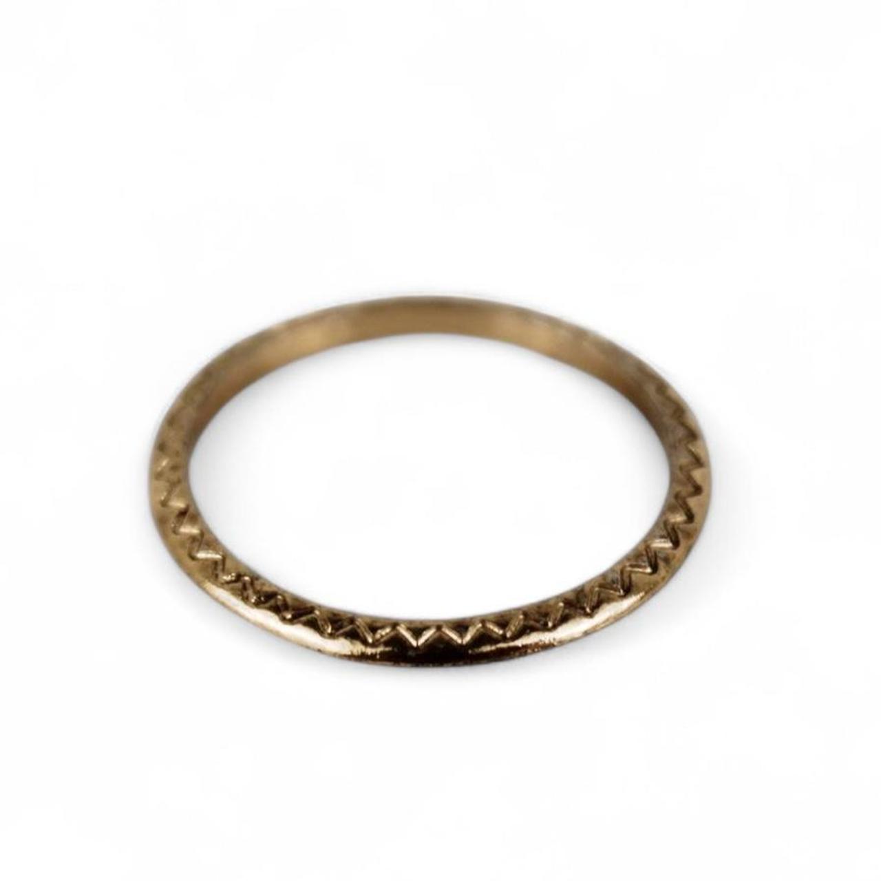 Vintage Gold tone Engraved Eternity Band Minimalist Stacking Ring Art Deco Style
