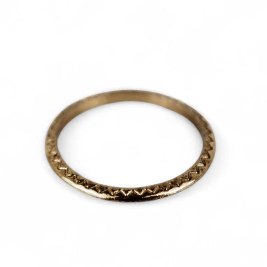 Vintage Gold tone Engraved Eternity Band Minimalist Stacking Ring Art Deco Style